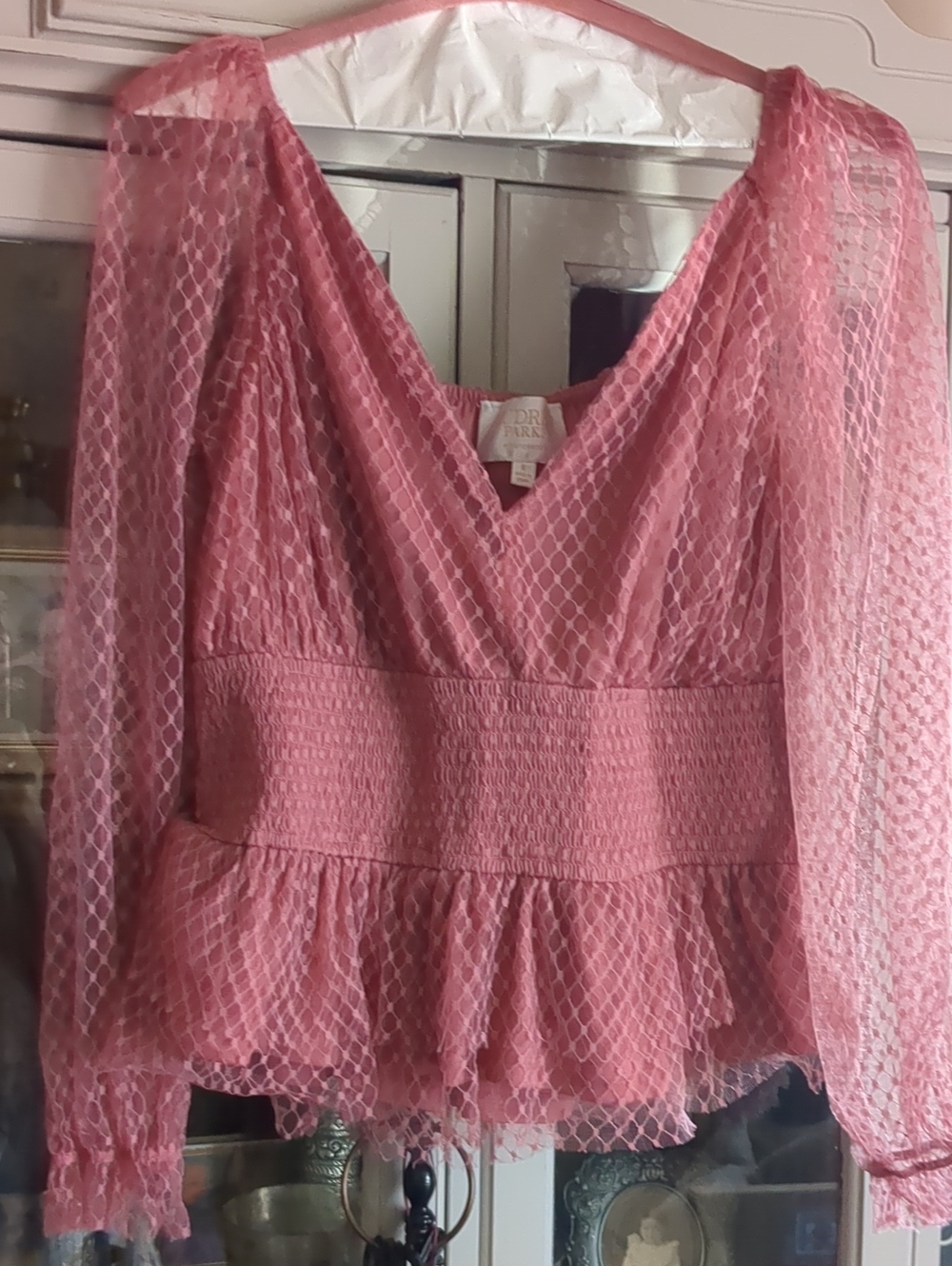 •Francesca's Collections Mesh Peplum Blouse